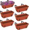 6pcs Railing Planter Box Deck 17 Inch Window Hanging Planters Boxes with Adjustable Brackets for Outdoor Balcony Railing Flower Boxes Red